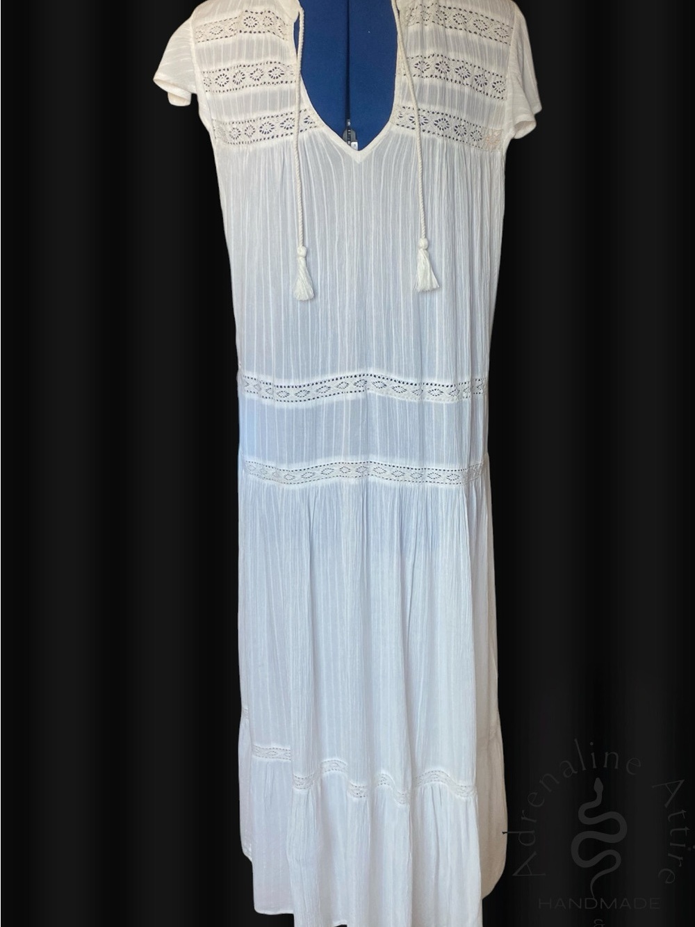 Rip Curl White Maxi Dress with Tassel Tie